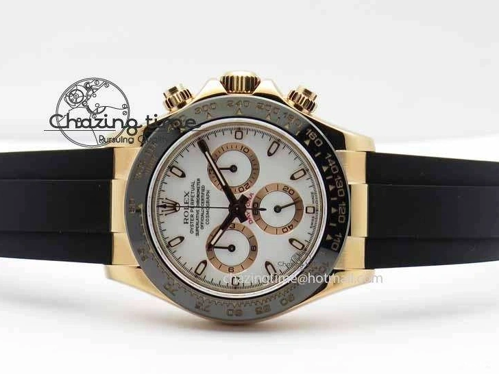 MiroTime 0110 Daytona 116515 Noob 1:1 Best Edition White Dial On Black Rubber Strap A7750 (Free Extra Strap) MultiPurpose 3739